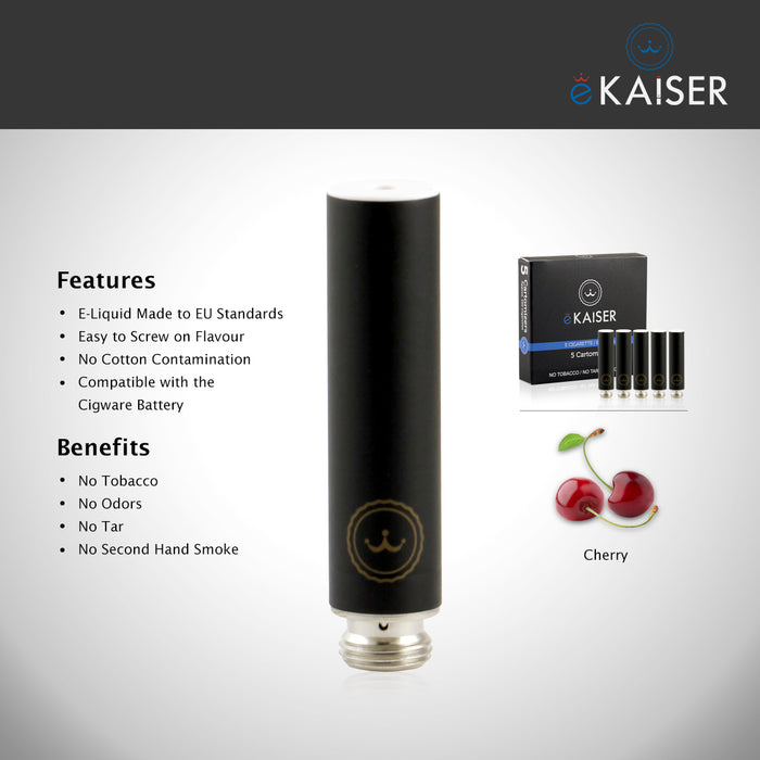 E Shisha E Liquid 5er Pack Black Cartomizer Cherry Flavour E-Zigarette für eKaiser Wiederaufladbare eShisha Zigarette